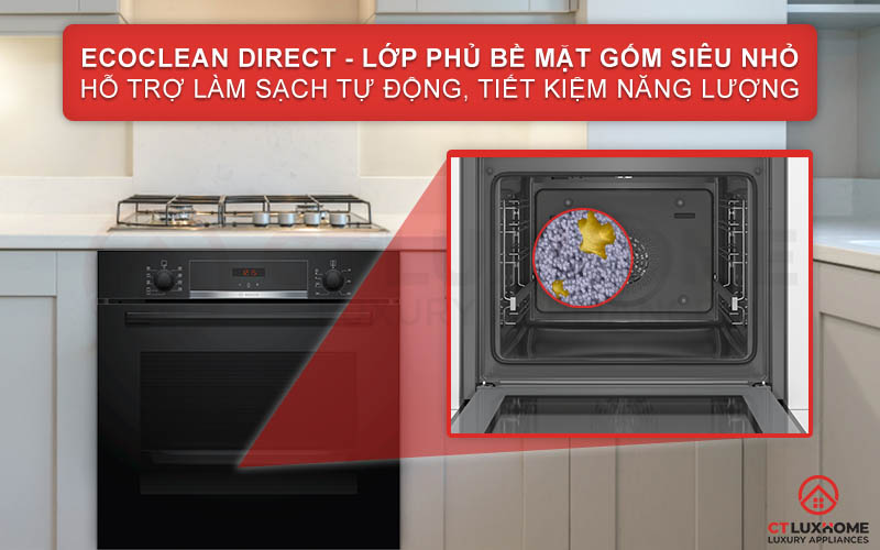 Lớp phủ EcoClean Direct đặc biệt giúp hỗ trợ làm sạch khoang lò