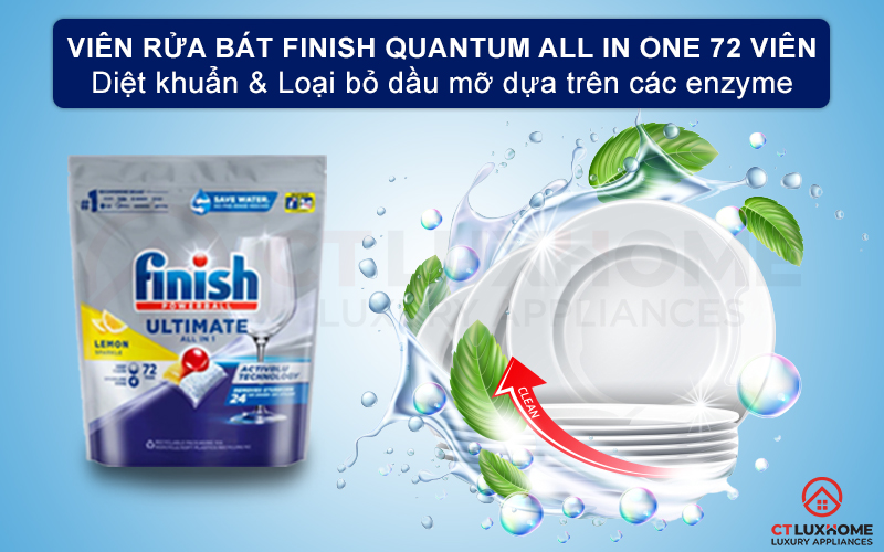 VIÊN RỬA BÁT FINISH QUANTUM ALL IN ONE 72 VIÊN CHÍNH HÃNG 1