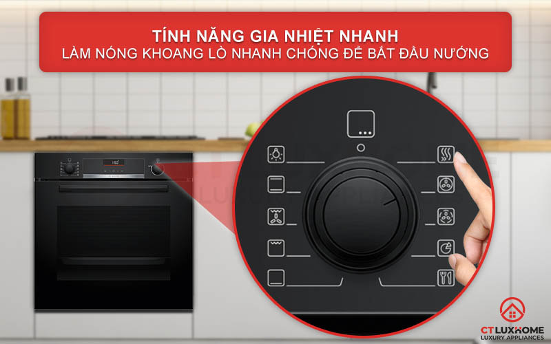 Chức năng gia nhiệt nhanh Rapid Heating giúp bạn làm nóng lò nhanh chóng