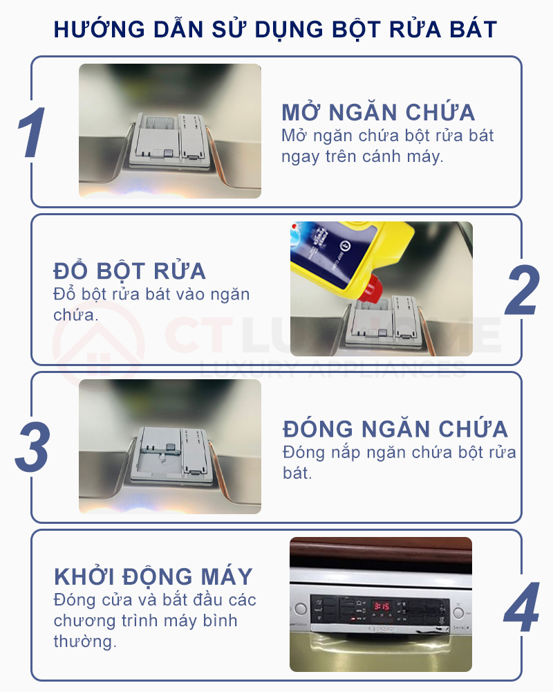 Cách sử dụng bột rửa bát Finish classic 1.3kg