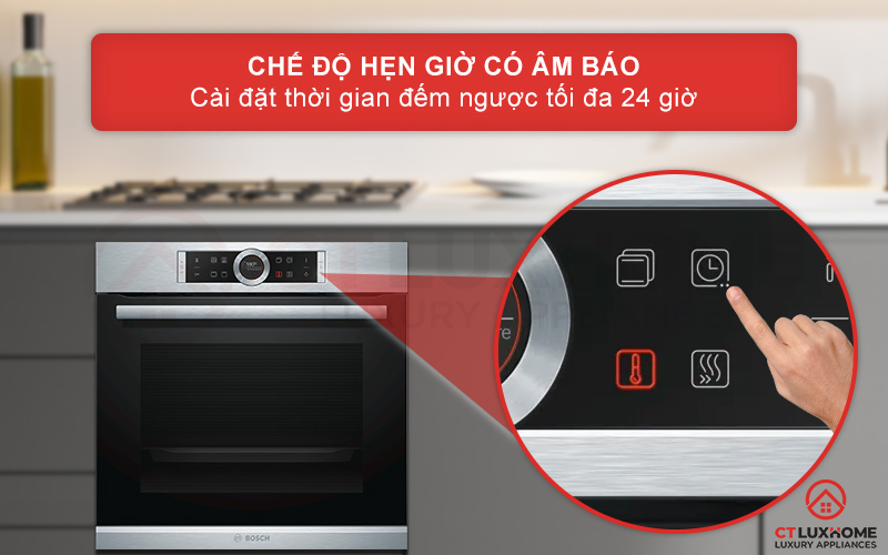 Chế độ hẹn giờ có âm báo với thời gian hẹn tối đa 24 giờ