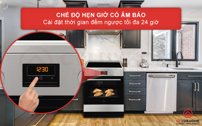 Chế độ hẹn giờ có âm báo với thời gian hẹn tối đa 24 giờ