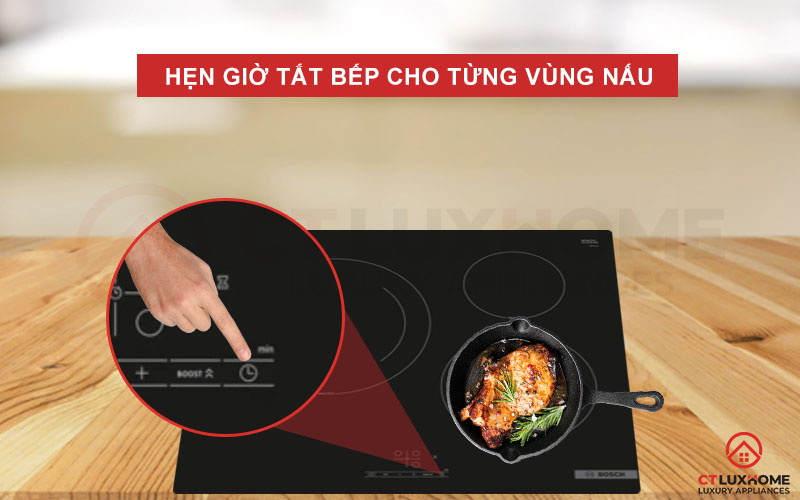 Chế độ hẹn giờ tắt bếp giúp bạn chủ động hơn trong công việc nấu nướng.