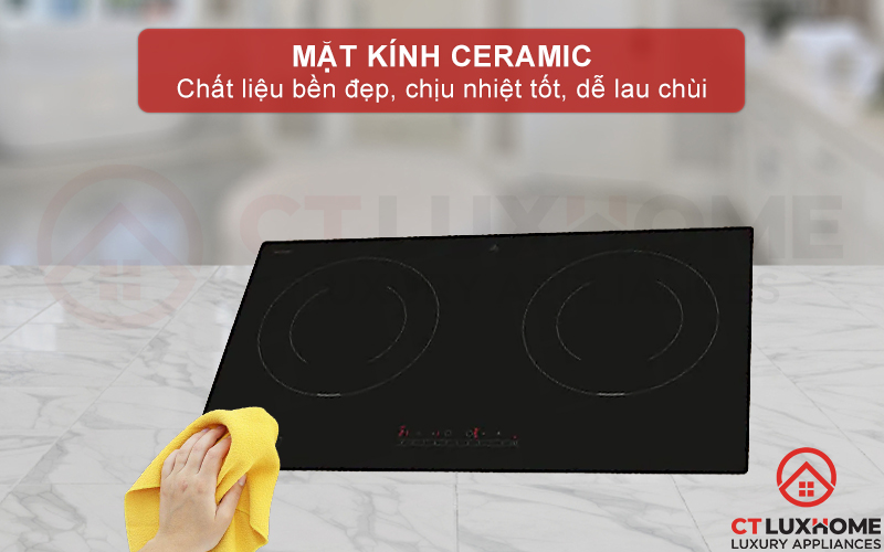 Mặt kính gốm thủy tinh Ceramic cao cấp, bền bỉ
