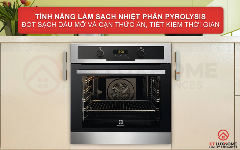 Chức năng Pyrolysis tự động làm sạch lò bằng phương pháp nhiệt phân