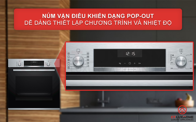 Điều chỉnh chương trình nướng và nhiệt độ với núm vặn Pop-out