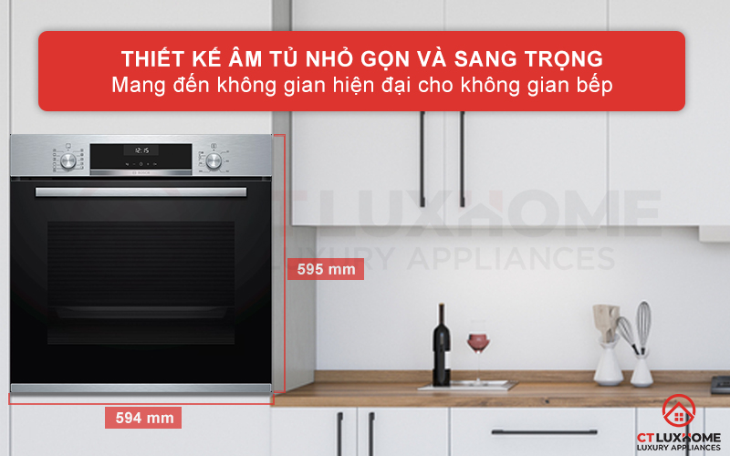 Thiết kế âm tủ nhỏ gọn và sang trọng, tạo sự thẩm mỹ cho gian bếp