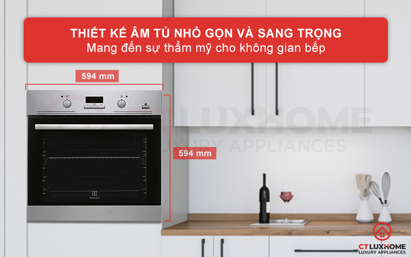 Thiết kế âm tủ nhỏ gọn sang trọng, kiểu dáng hiện đại và thẩm mỹ không gian bếp