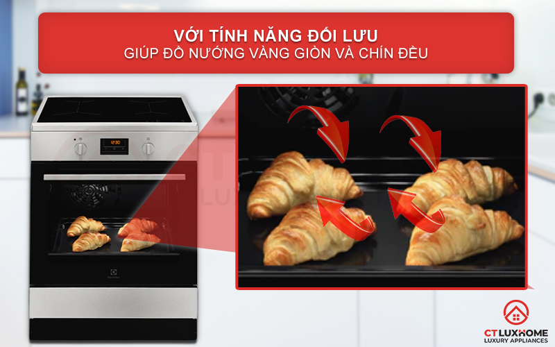 Nướng vàng giòn và chín đều với tính năng đối lưu