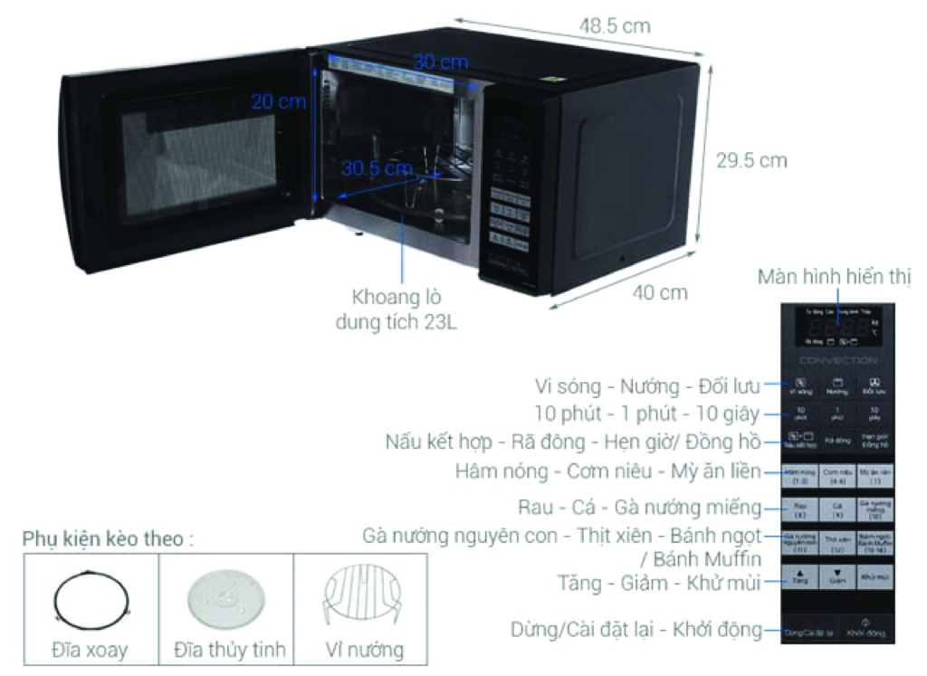 Lò vi sóng có nướng đối lưu Panasonic NN-CT36HBYUE (23 lít)
