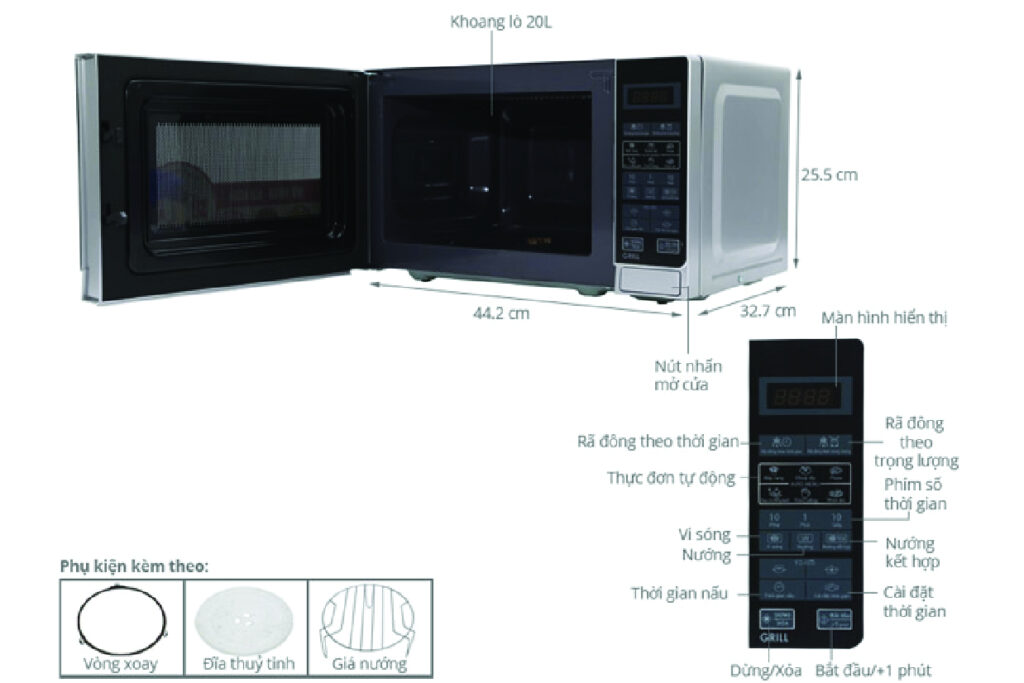 ò vi sóng điện tử có nướng Sharp R-G272VN-S có 6 thực đơn tự động giúp nấu nướng đa dạng