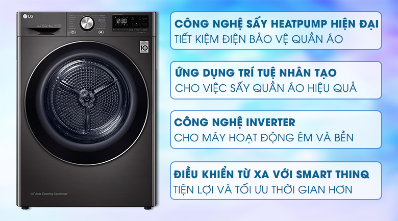 Công nghệ sấy Máy sấy bơm nhiệt LG DVHP09B