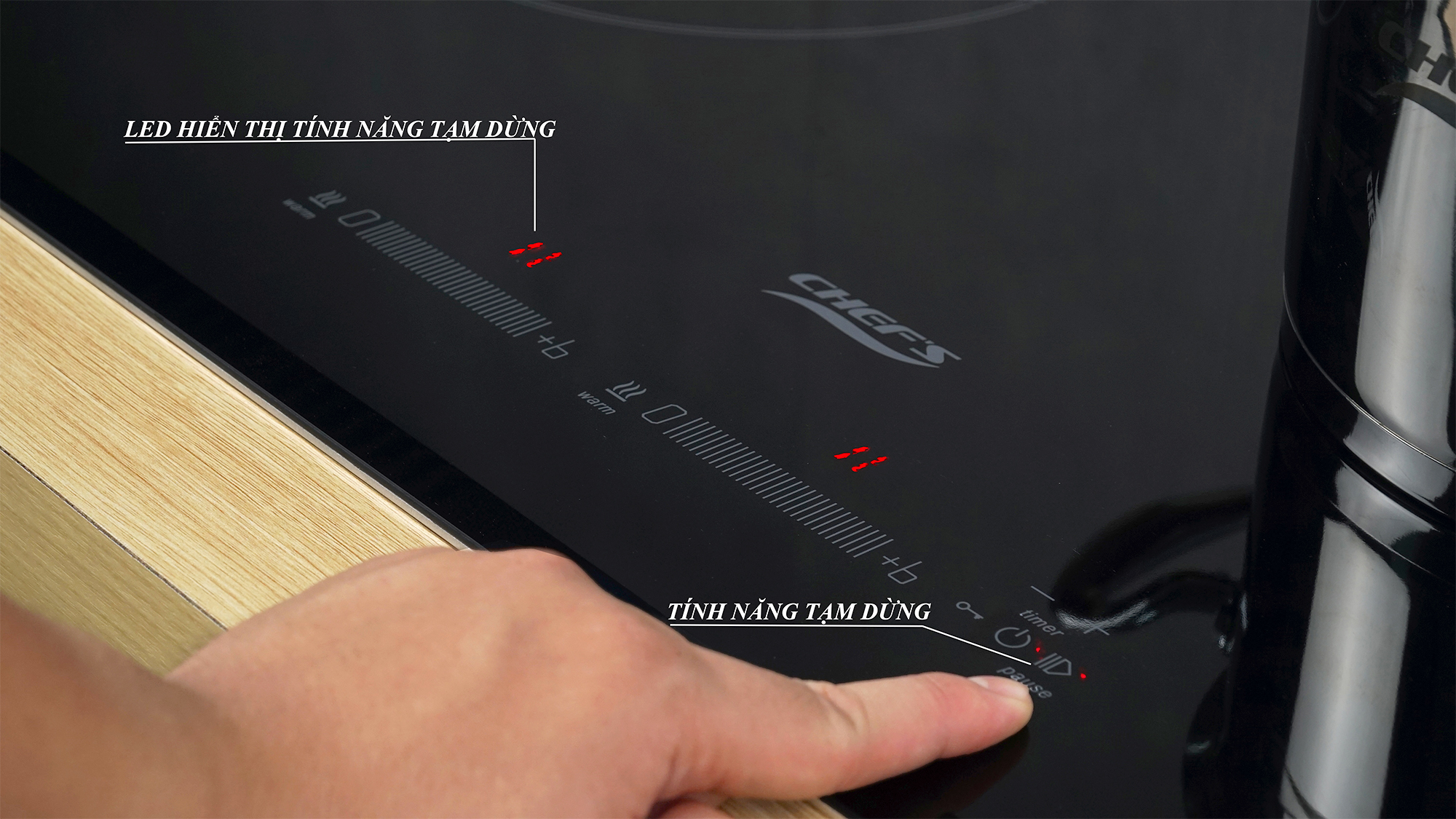 Bếp từ Chefs EH-DIH888P - Chế độ tạm dừng - Pause Bếp từ Chefs EH-DIH888P - Chế độ tạm dừng - Pause