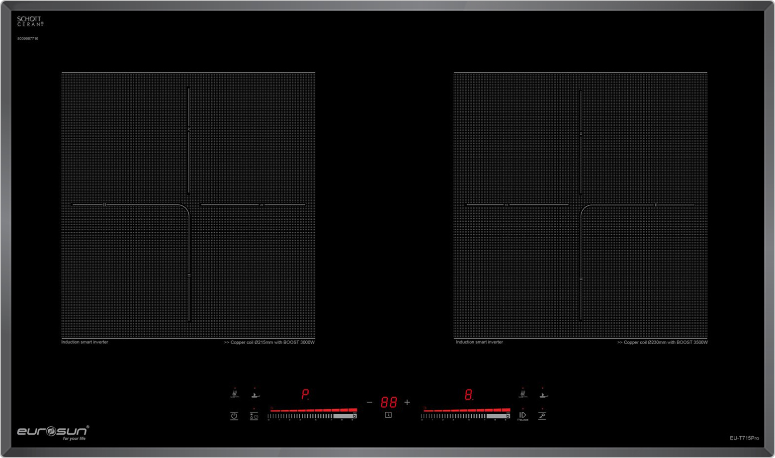 Bếp từ Eurosun EU-T715Pro | 2 vùng nấu | nhập khẩu nguyên chiếc từ Malaysia Bếp từ Eurosun EU-T715Pro | 2 vùng nấu | nhập khẩu nguyên chiếc từ Malaysia