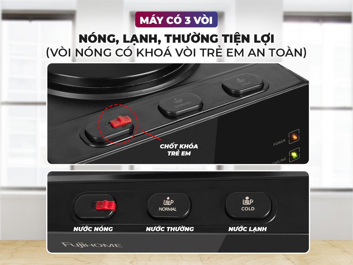Cây nước nóng lạnh FujiHome WD61E có khóa an toàn