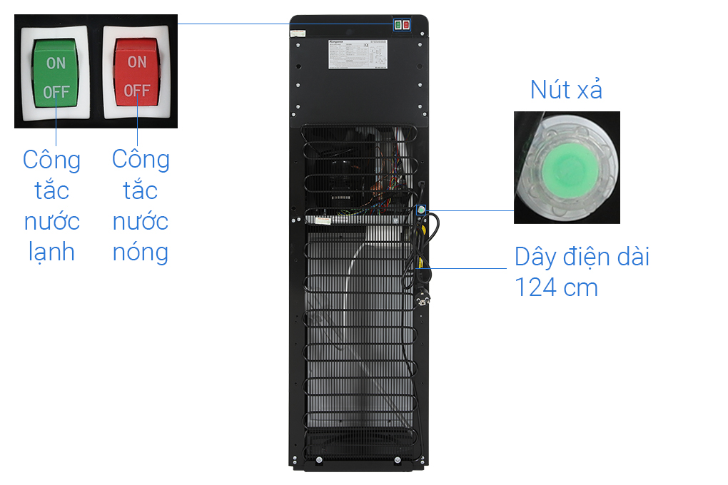 KG64A3 có 2 công tắc nóng/lạnh riêng biệt KG64A3 có 2 công tắc nóng/lạnh riêng biệt