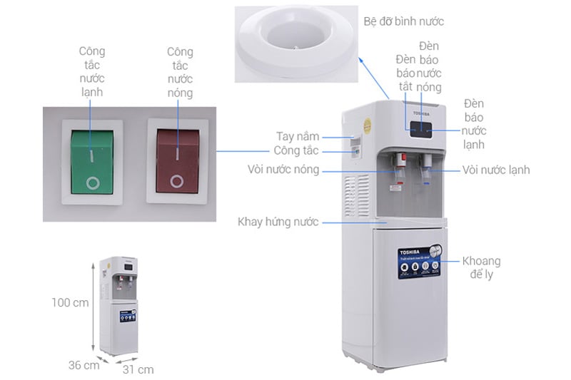 Cây nước nóng lạnh Toshiba RWF-W1664TV(W1)