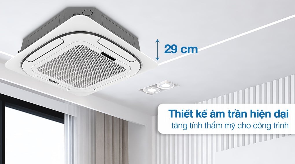 Điều hòa âm trần Cassette 8 hướng thổi Nagakawa NT-C50R1T20 50.000BTU có thiết kế sang trọng