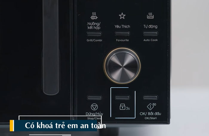 lò vi sóng Electrolux EMG23D22B có chức năng khóa trẻ em