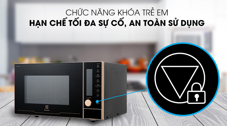 Lò vi sóng Electrolux EMG25D89GGP có tính năng khóa trẻ em an toàn Lò vi sóng Electrolux EMG25D89GGP có tính năng khóa trẻ em an toàn