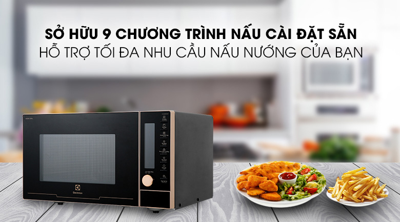 Lò vi sóng điện tử Electrolux EMG25D89GGP 25 lít được tích hợp 9 chương trình nấu tự động Lò vi sóng điện tử Electrolux EMG25D89GGP 25 lít được tích hợp 9 chương trình nấu tự động