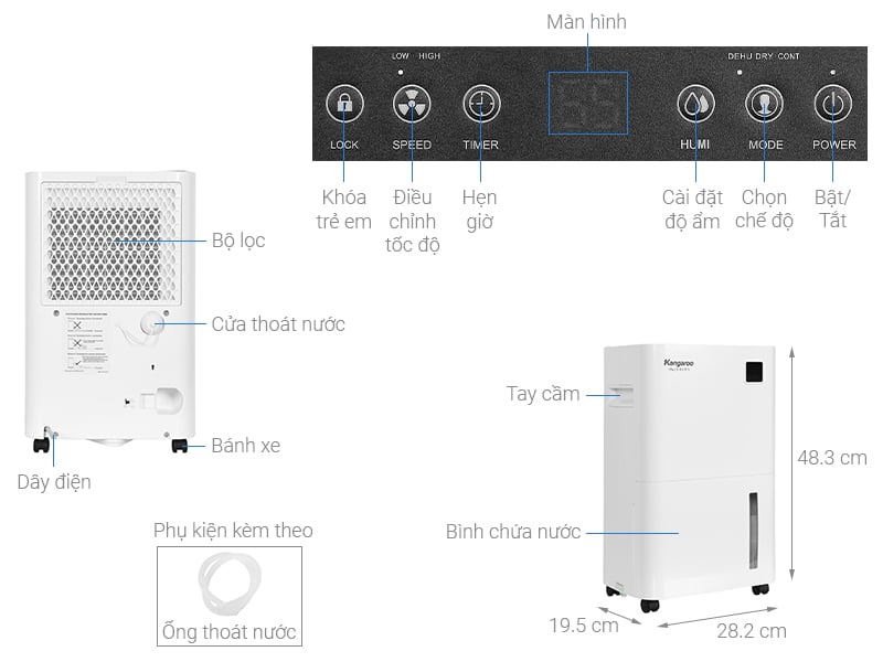Tổng quan máy hút ẩm Kangaroo KGDH16