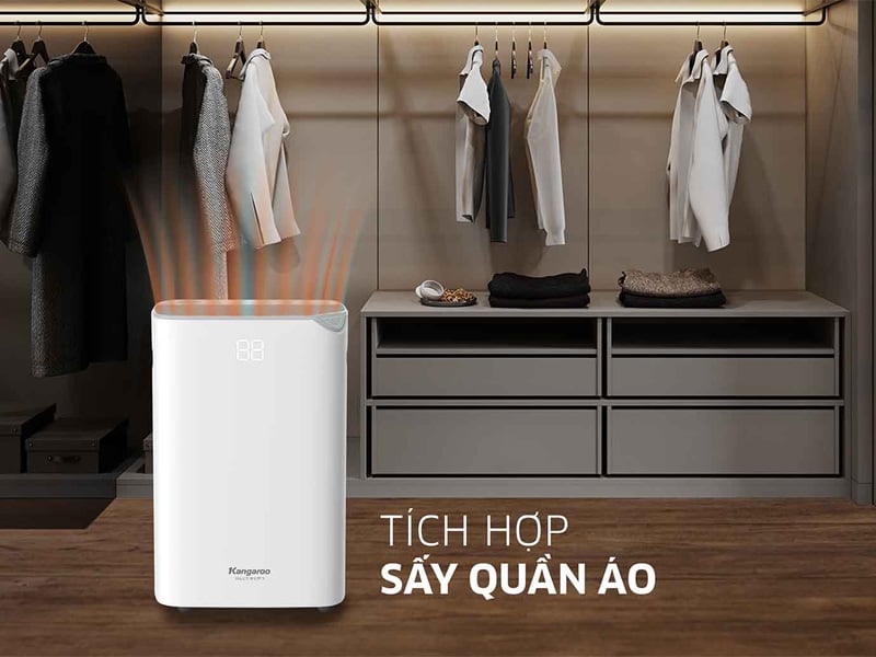 máy hút ẩm KGDH20 được tích hợp tính năng sấy khô quần áo