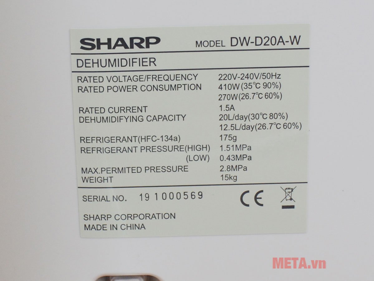 Máy hút ẩm lọc không khí Sharp DW-D20A-W (50m2)