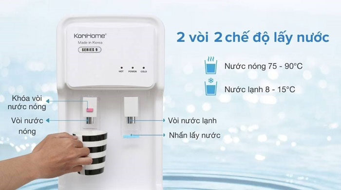 Máy lọc nước nóng lạnh Korihome WPK-903 trang bị 2 vòi lấy nước Máy lọc nước nóng lạnh Korihome WPK-903 trang bị 2 vòi lấy nước