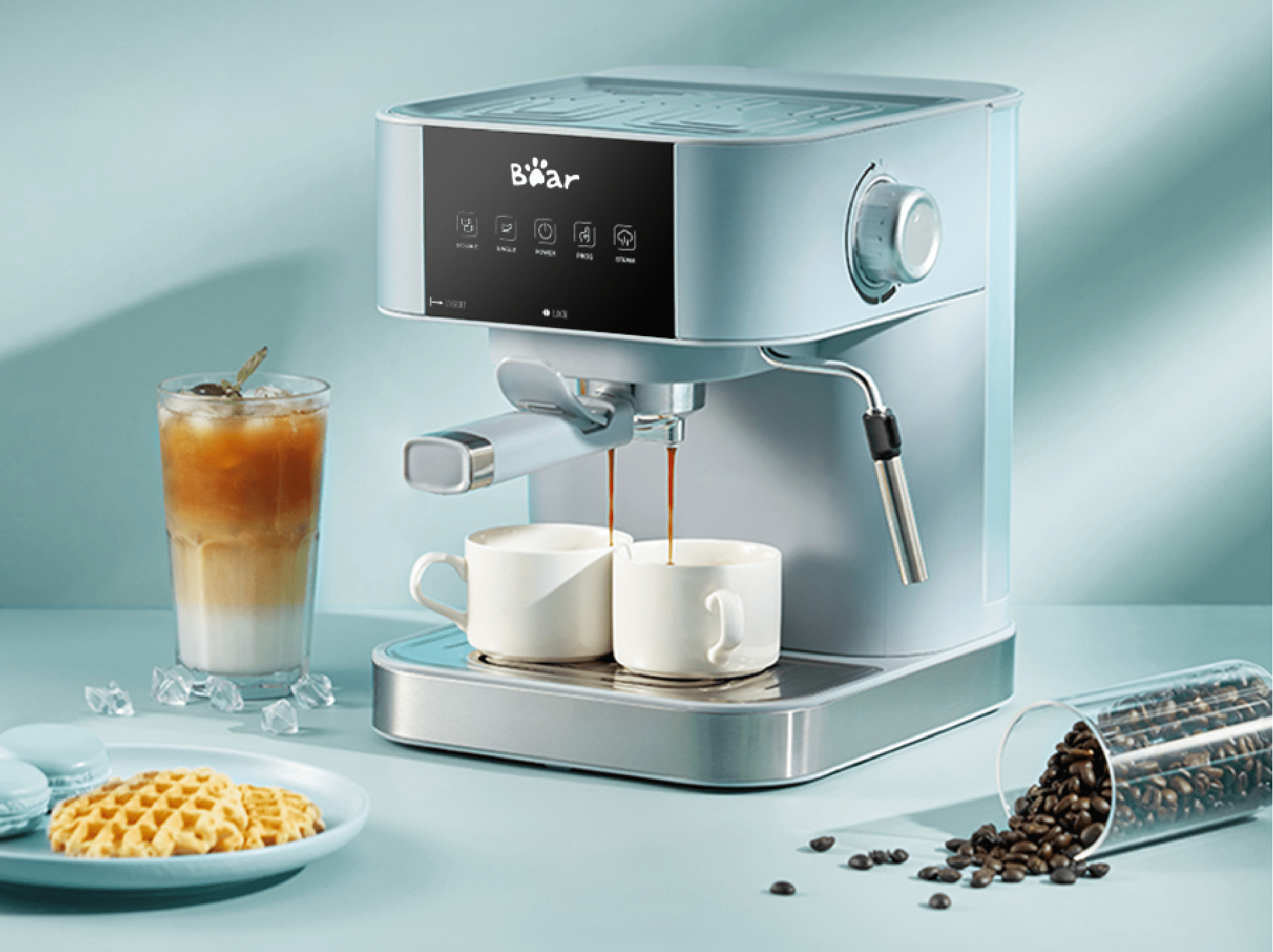 Máy pha cà phê bán tự động Bear CF-B15V1 thiết kế hiện đại, màu sắc trang nhã