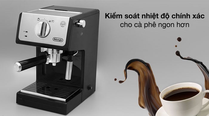 Máy pha cafe Delonghi ECP33.21.BK sử dụng công nghệ Thermoblock, có khả năng kiểm soát nhiệt độ hiệu quả Máy pha cafe Delonghi ECP33.21.BK sử dụng công nghệ Thermoblock, có khả năng kiểm soát nhiệt độ hiệu quả