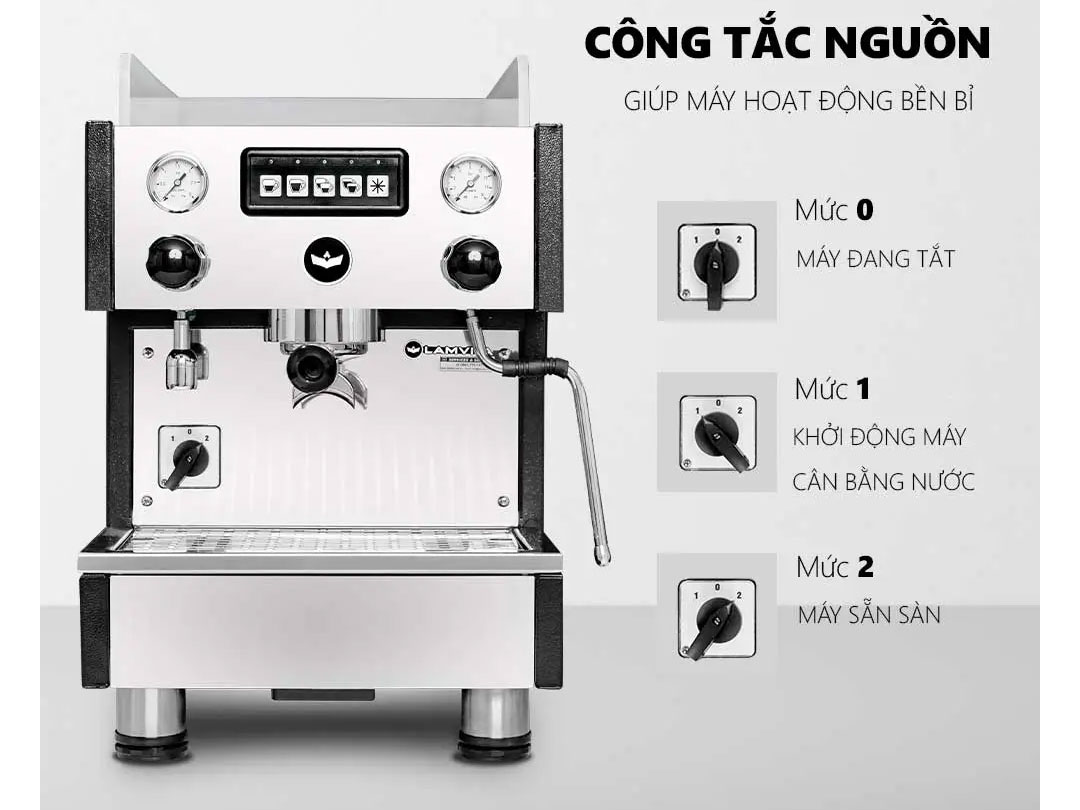 Máy pha cà phê Lamvita dễ dùng với 3 công tắc Máy pha cà phê Lamvita