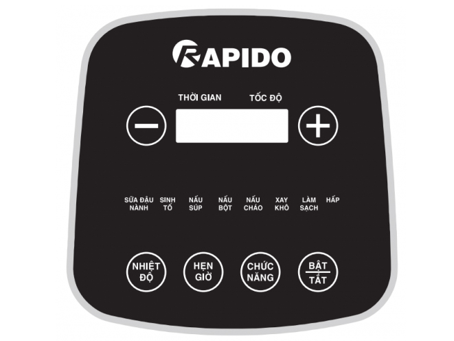 Bảng điều khiển của máy Rapido RHB 800D có chú thích bằng tiếng Việt, dễ sử dụng Bảng điều khiển của máy Rapido RHB 800D có chú thích bằng tiếng Việt, dễ sử dụng