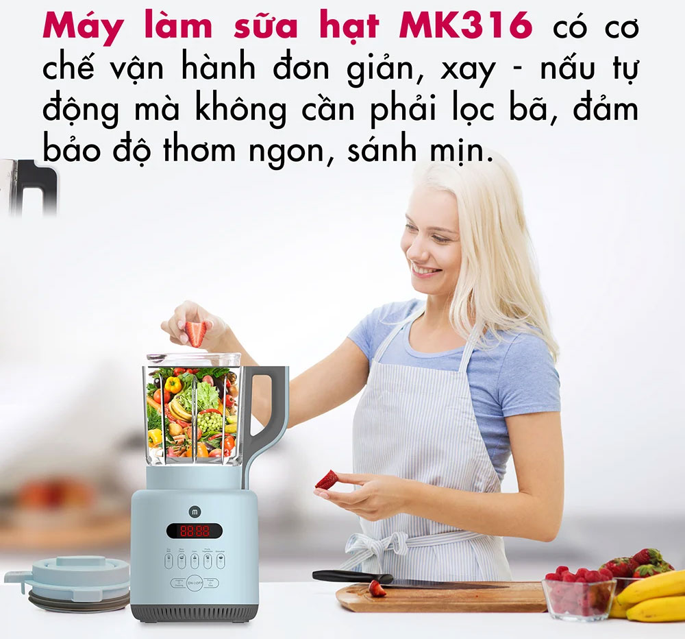 Máy xay nấu đa năng Mishio xay nấu tự động máy xay nấu đa năng Mishio