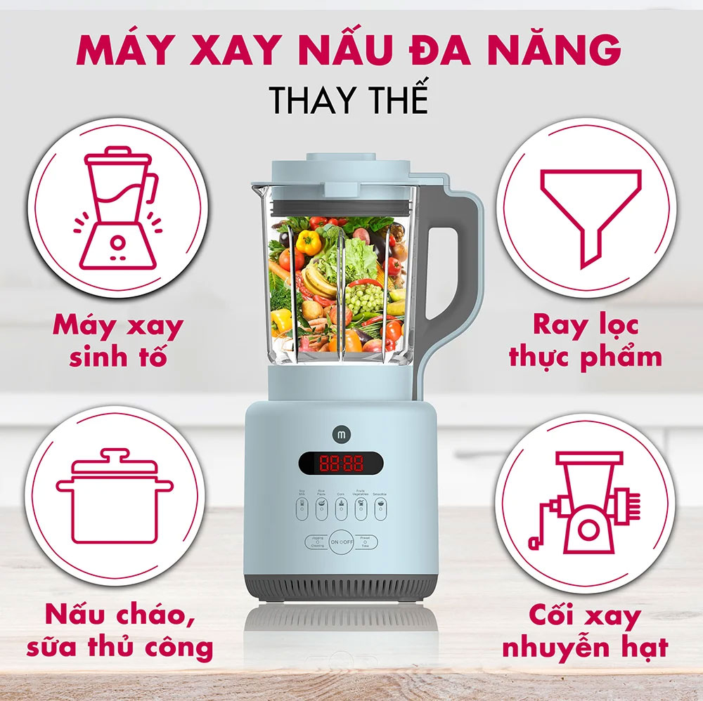 Máy làm sữa hạt thay thế nhiều thiết bị nhà bếp máy làm sữa hạt cối thủy tinh