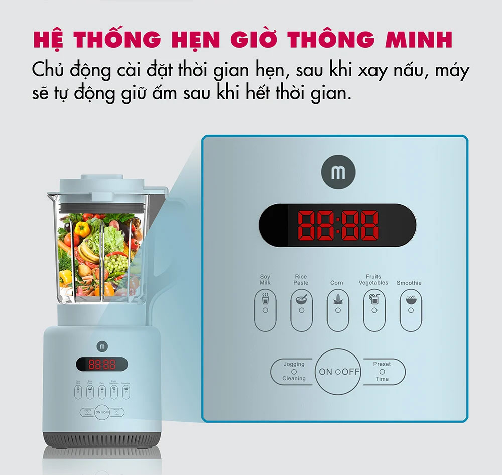 Máy làm sữa hạt Mishio có hẹn giờ máy làm sữa hạt Mishio