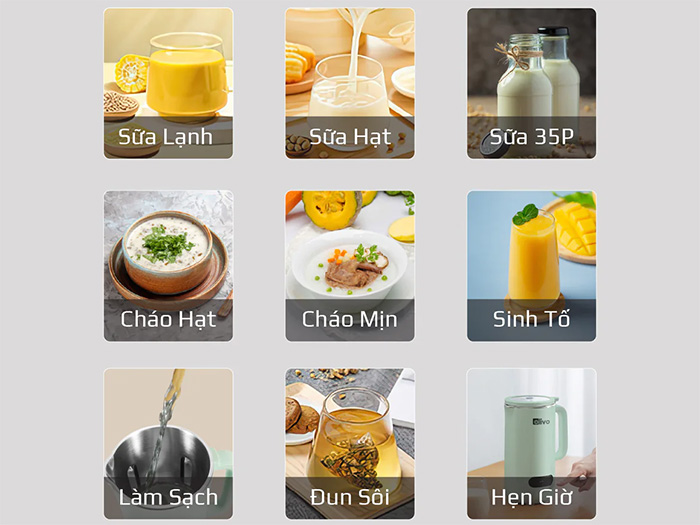 Máy trang bị 9 chương trình Máy xay nấu đa năng Olivo CB1000