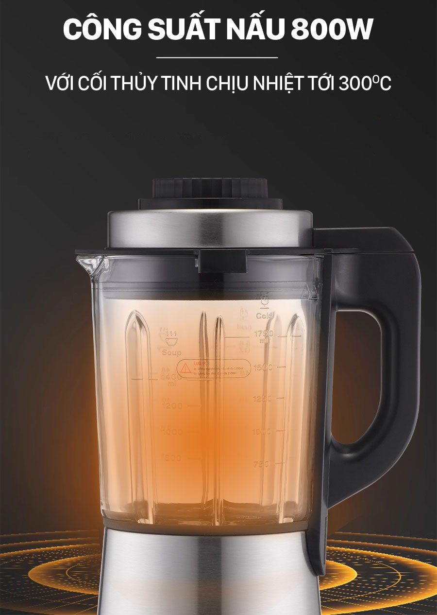 Máy có công suất nấu 800W gia nhiệt nhanh Máy làm sữa hạt