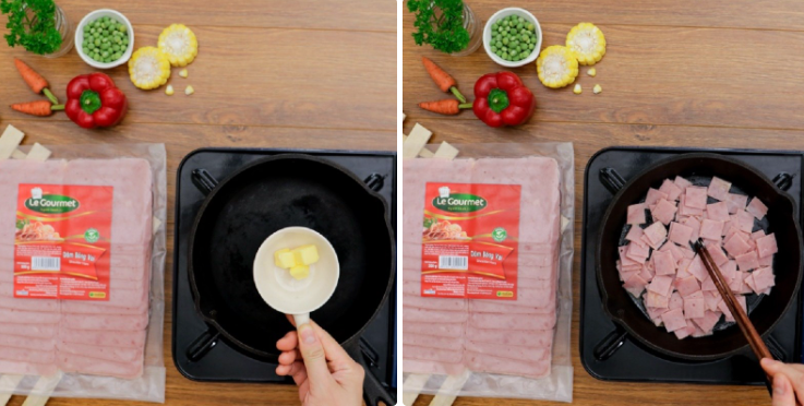 Bước 2 Xào sơ dăm bông Súp khoai lang dăm bông Bước 2 Xào sơ dăm bông Súp khoai lang dăm bông