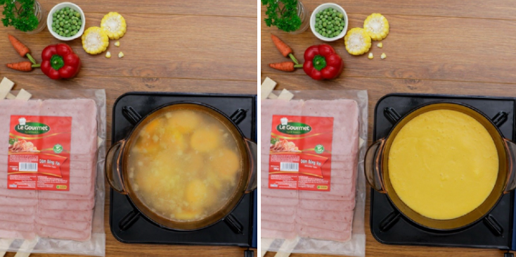 Bước 4 Nấu súp khoai lang Súp khoai lang dăm bông Bước 4 Nấu súp khoai lang Súp khoai lang dăm bông