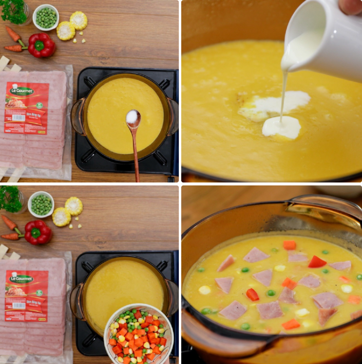 Bước 5 Nêm gia vị và hoàn thành Súp khoai lang dăm bông Bước 5 Nêm gia vị và hoàn thành Súp khoai lang dăm bông