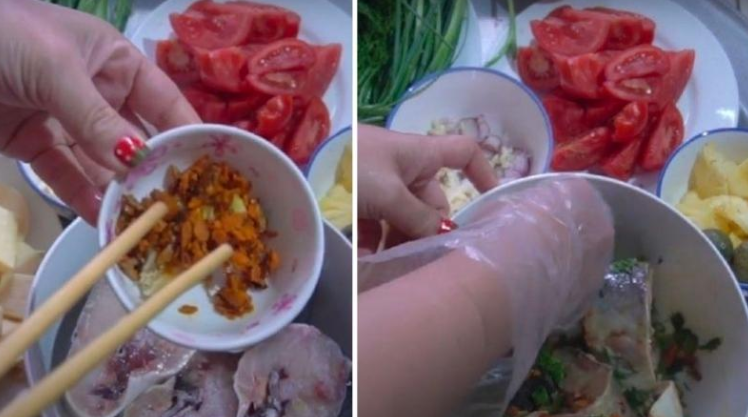 Bước 3 Sơ chế các nguyên liệu khác Canh chua cá tầm