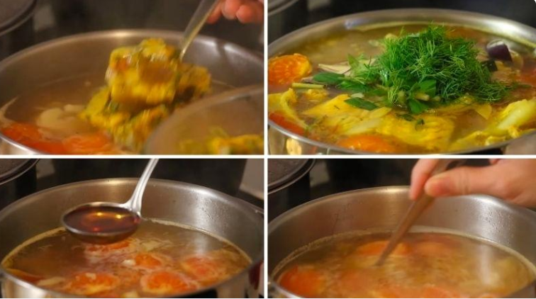 Bước 5 Nấu canh chua Canh chua cá tầm