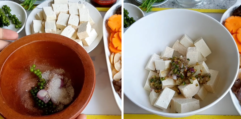 Bước 2 Ướp đậu hũ Đậu hũ hầm tiêu xanh