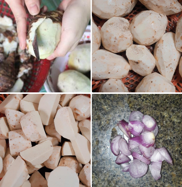 Bước 2 Sơ chế các nguyên liệu khác Canh khoai môn nấu sườn Bước 2 Sơ chế các nguyên liệu khác Canh khoai môn nấu sườn