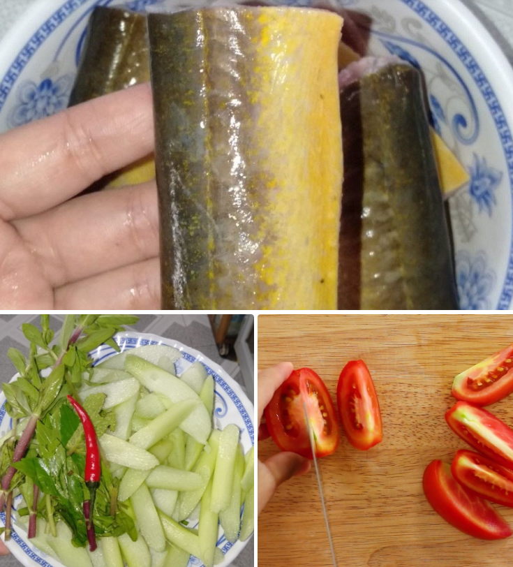 Bước 1 Sơ chế nguyên liệu Canh chua lươn bạc hà Bước 1 Sơ chế nguyên liệu Canh chua lươn bạc hà