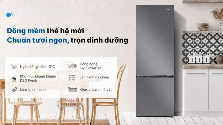 Tủ lạnh Aqua inverter AQR-B390MA(HB)  thiết kệ tiện nghi