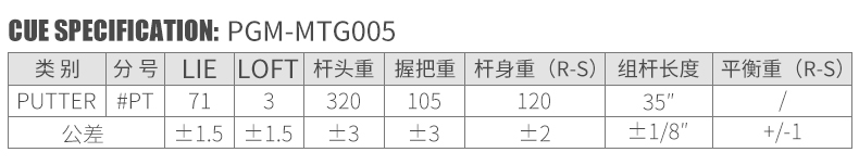 Thông số gậy Putter bộ gậy golf Fullset