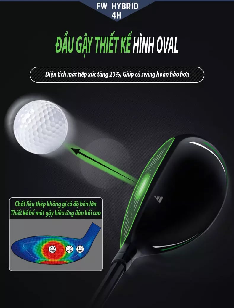 Gậy Hybrid thiết kế đầu gậy hình Oval