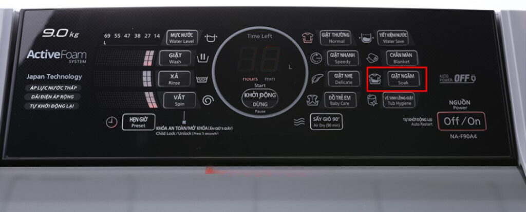 chọn chế độ Giặt ngâm (Soak).